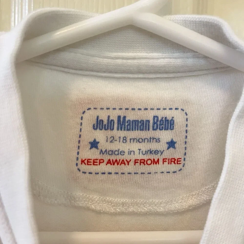 JoJo Maman Bébé White Velour Christmas Embroidered Footie Girls SZ 12-18 Months